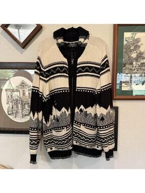 American Eagle RARE Heavy Cardigan Sweater Colorful Sherpa Full Zip Size 2XL